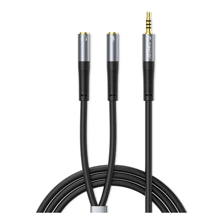 Аудио адаптер Orico AX2 mini jack 3.5 мм сплиттер для наушников и микрофона 1 м - черный