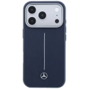 Mercedes Leather Semi Wrap Iconic Line telefono dėklas su MagSafe palaikymu iPhone 17 Pro tamsiai mėlynas