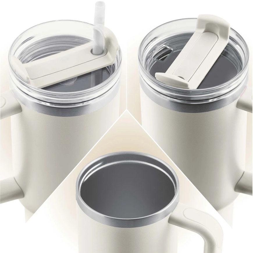 Vakuuminis termosas-puodelis su šiaudeliu 1180 ml Berdsen kremas – 5