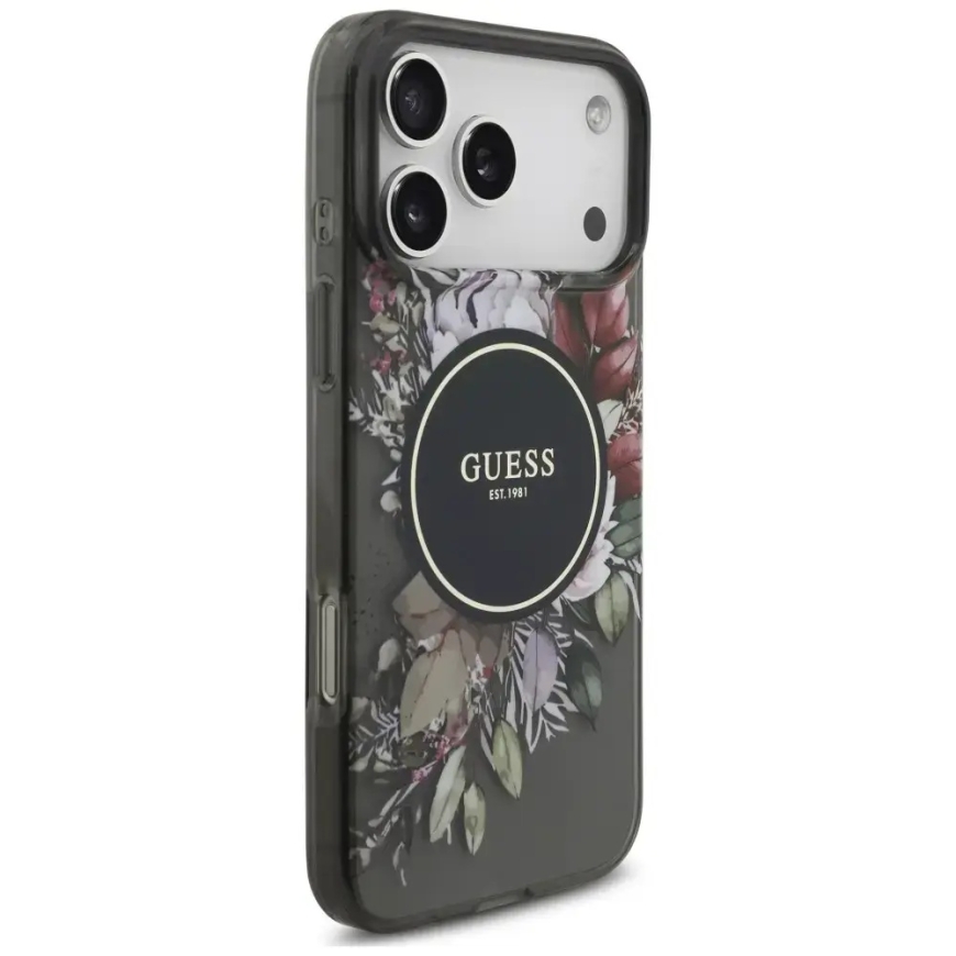 Case Guess IML Flowers Pearl Strap MagSafe iPhone 18 Pro Max / 17 Pro Max melns – 4