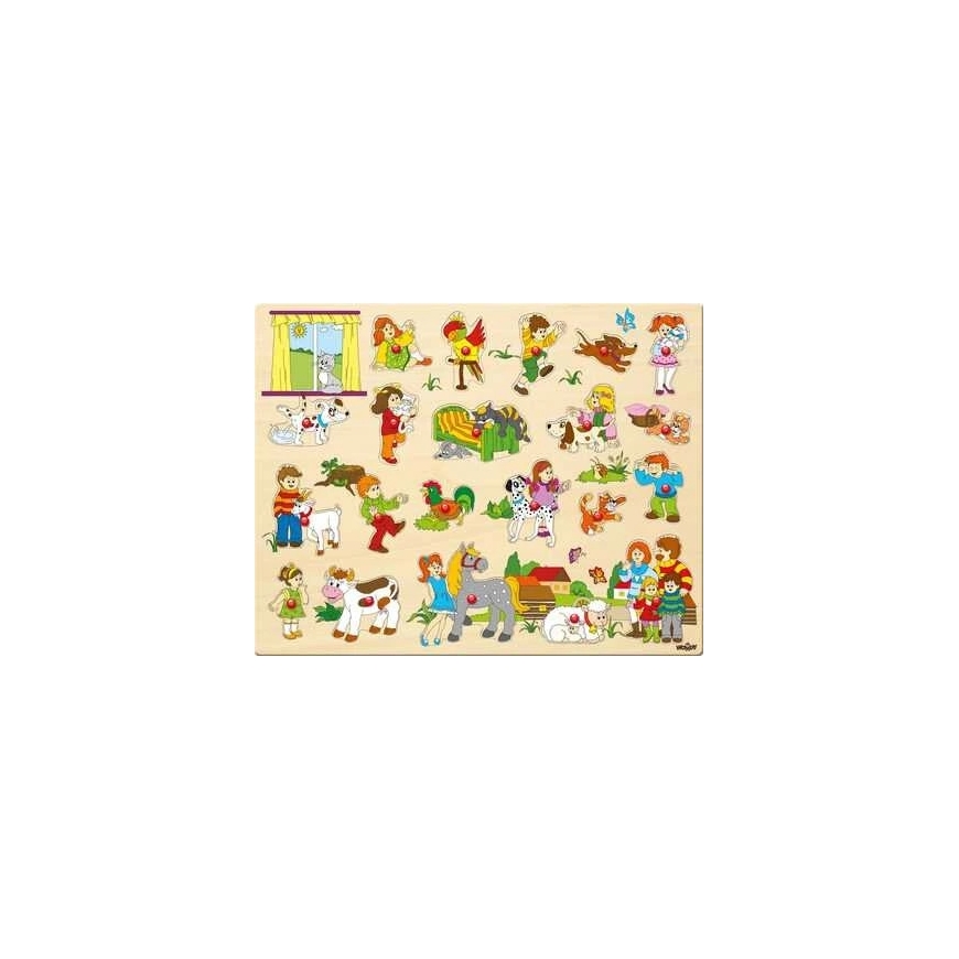 WOODYLAND didelė medinė dėlionė su rankena 91912 19123