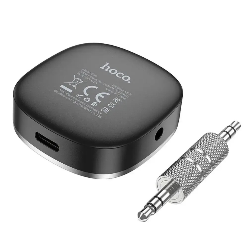 AUX Bluetooth Jack 3,5 mm Hoco adapteris ar ekrānu E80 melns – 5