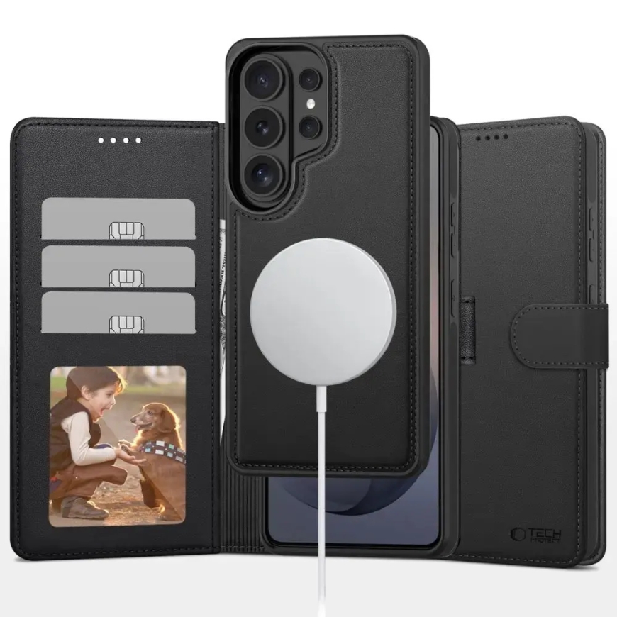 Tech-Protect Wallet raamatutüüpi telefoni ümbris MagSafe toega Samsung Galaxy S26 Ultra (S948) must