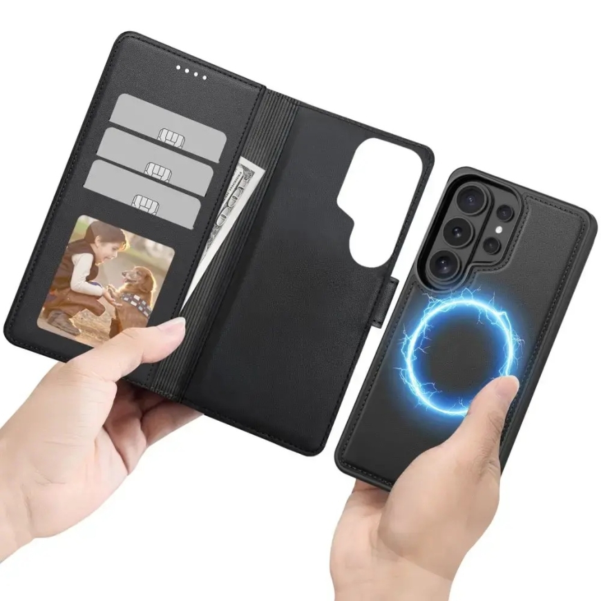 Tech-Protect Wallet knyginio tipo telefono dėklas su MagSafe palaikymu Samsung Galaxy S26 Ultra (S948) juodas – 3