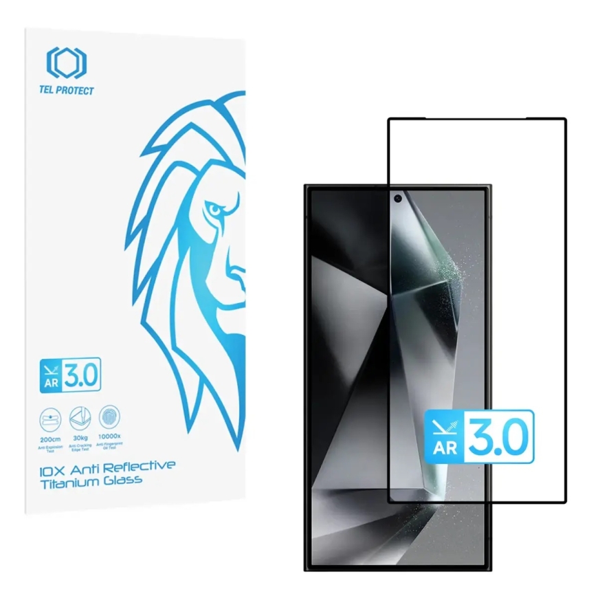 Tel Protect 10X AR 3.0 Antireflektiivinen Titanium-lasi puhelimelle Galaxy S24 Ultra