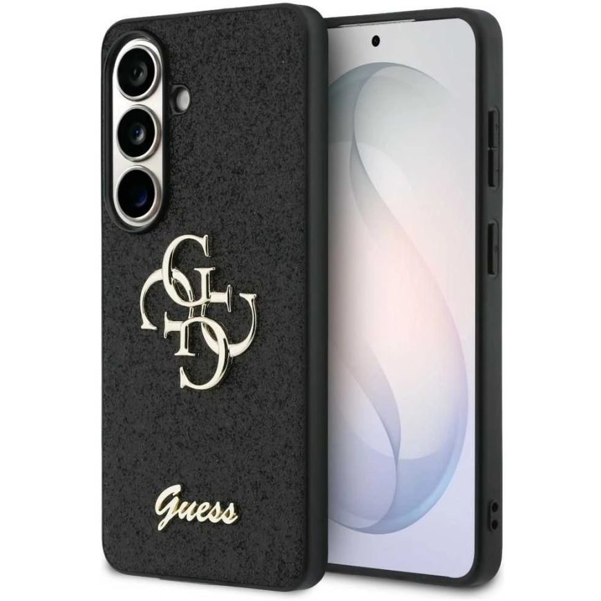 Guess Fixed Glitter Big 4G Metal Logo Case for Samsung Galaxy S26 in Black