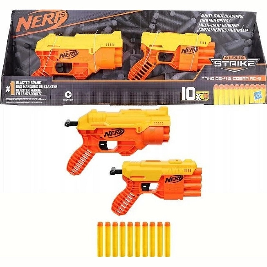 Hasbro NERF ALPHA STRIKE FANG QS-4 un COBRA RC-6 + 10 bultas HASBRO E8872