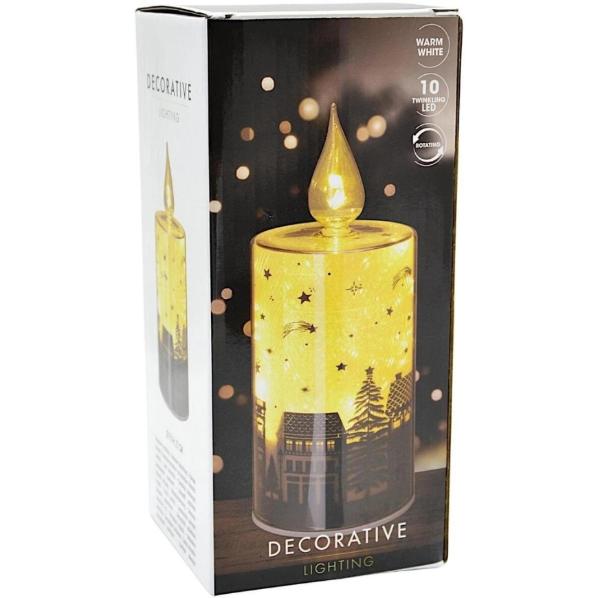 Koopman Dekoratyvinė stiklinė žvakė šilta balta LED 21 cm – 3