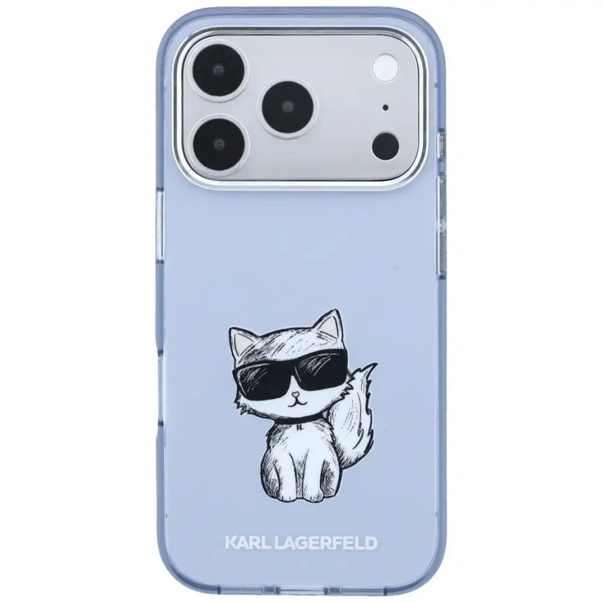 Karl Lagerfeld IML Choupette Body Sketch Print MagSafe Case for iPhone 17 Pro / 18 Pro - Light Blue – 3