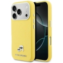Karl Lagerfeld Karl & Choupette Head Pins Saffiano phone case with MagSafe support for iPhone 17 Pro yellow