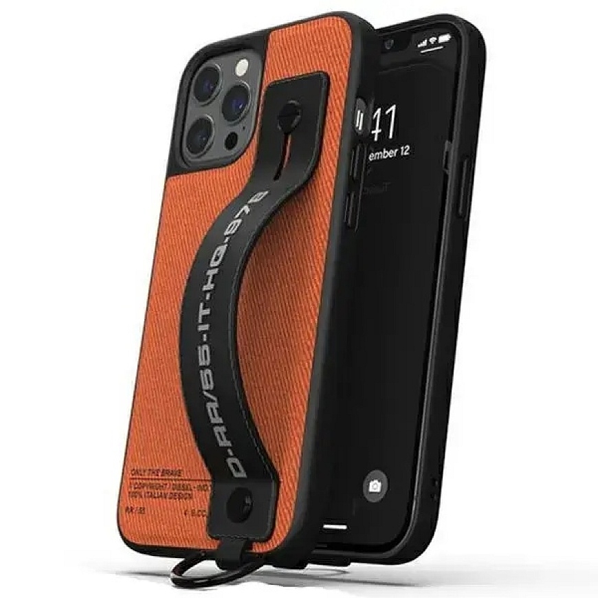 Чехол Diesel Handstrap Utility Twilli для iPhone 12 Pro Max черно-оранжевый 44289