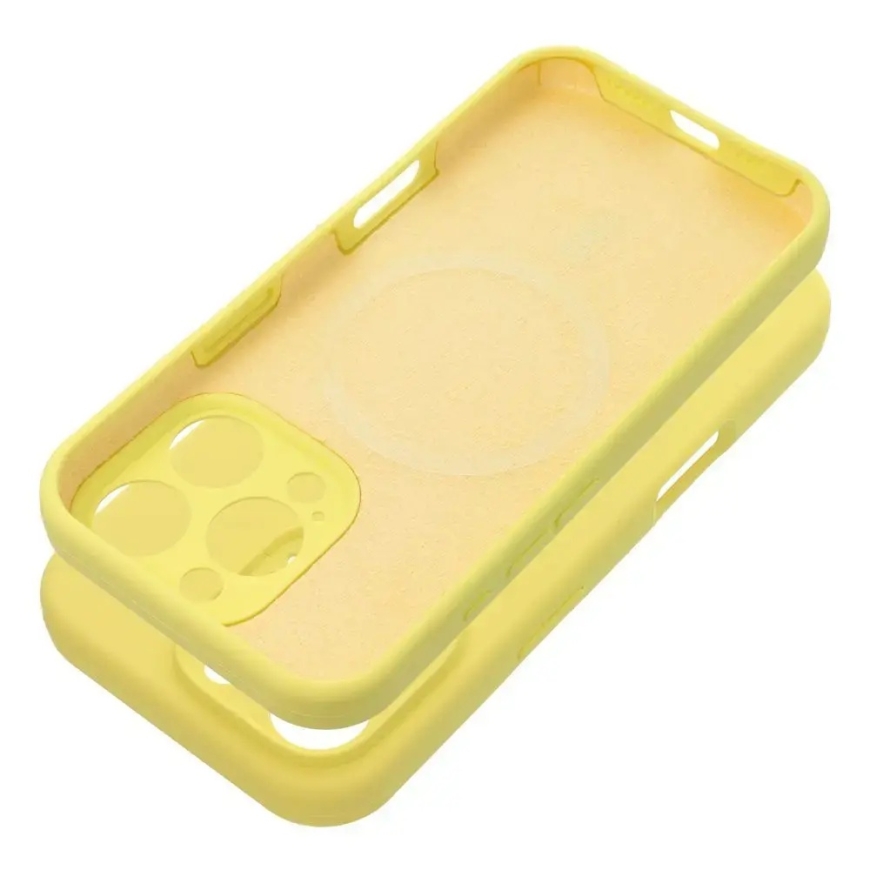 Silicone 2mm maciņš ar MagSafe atbalstu telefonam iPhone 15 Pro Max dzeltens