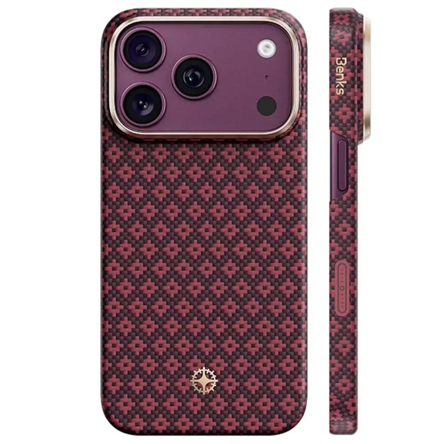 Benks Armor Air Armor Grid Kevlar Metallikehys 600D puhelintapaus iPhone 18 Pro | iPhone 17 Pro punainen – 2
