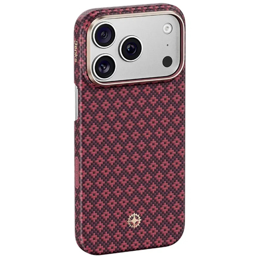 Benks Armor Air Armor Grid Kevlar Metallikehys 600D puhelintapaus iPhone 18 Pro | iPhone 17 Pro punainen – 3
