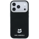 Karl Lagerfeld Grained Choupette Head Metal maciņš ar MagSafe atbalstu telefonam iPhone 18 Pro Max | iPhone 17 Pro Max melns