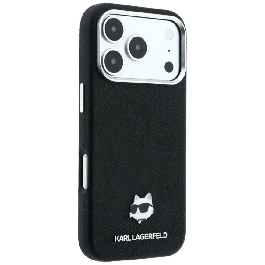 Karl Lagerfeld Grained Choupette Head Metal maciņš ar MagSafe atbalstu telefonam iPhone 18 Pro Max | iPhone 17 Pro Max melns – 4