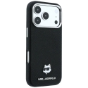 Karl Lagerfeld Grained Choupette Head Metal maciņš ar MagSafe atbalstu telefonam iPhone 18 Pro Max | iPhone 17 Pro Max melns