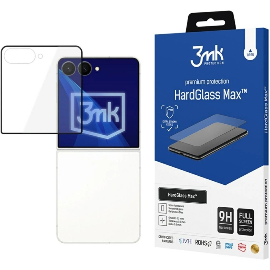 3MK HardGlass Max Tempered Glass, for Samsung Galaxy Z Flip 8 (front), black