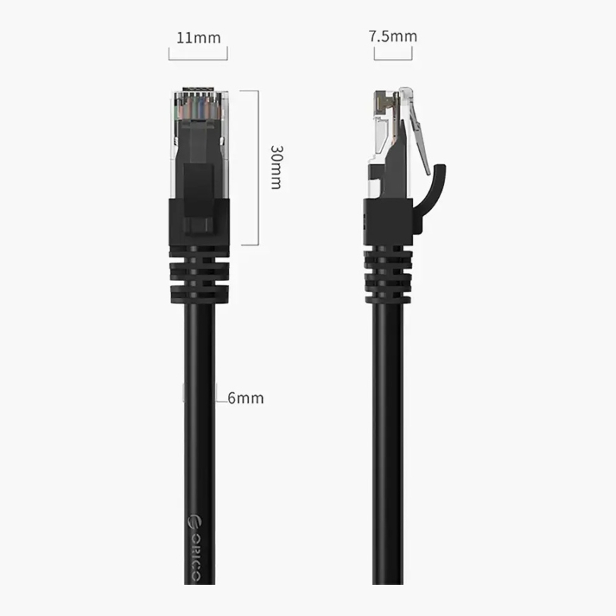 Orico PUG-C6 Ethernet LAN võrgukaabel | Cat6 | ümmargune | 1Gbps | 2m | must – 3