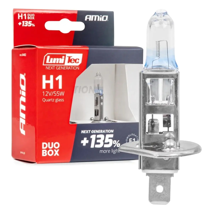 Halogeenilamput H1 12V 55W LumiTec SEURAAVA POLVI +135% DUO AMIO-04402