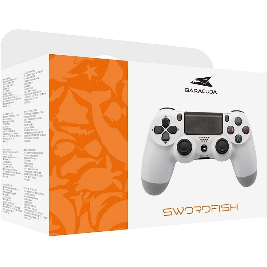 Langaton peliohjain tietokoneille, PS4, PS3, iOS ja Android Baracuda Swordfish, valkoinen – 5