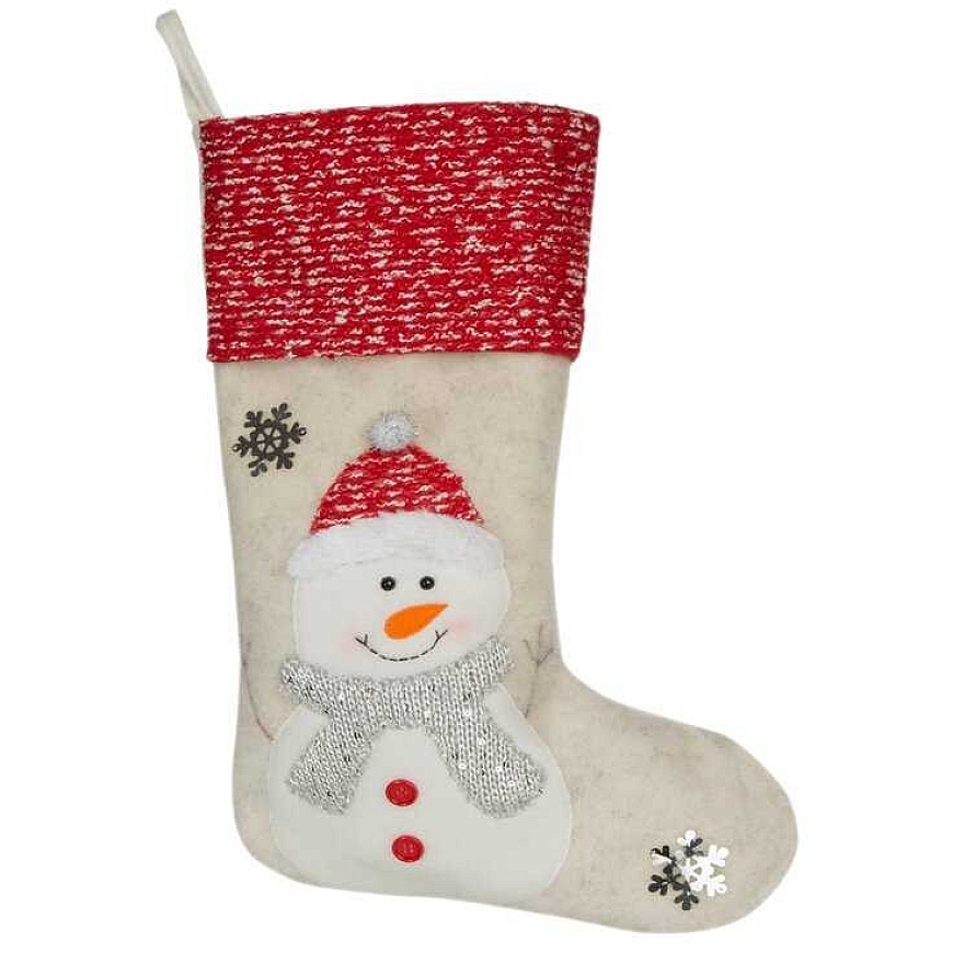 Christmas decoration Snow silver red snowman stocking, Eurofirany New