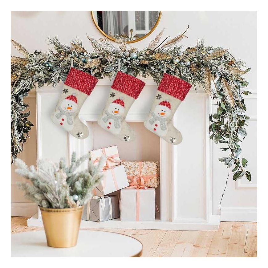 Christmas decoration Snow silver red snowman stocking, Eurofirany New – 2
