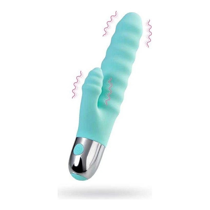 Toyfa Lõõgastav vibraator kliitoristimulaatoriga Flovetta Flax, silikoon, münt, 17,5 cm – 5