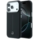 Mercedes Leather Semi Wrap Iconic Line phone case with MagSafe support for iPhone 17 Pro Max black