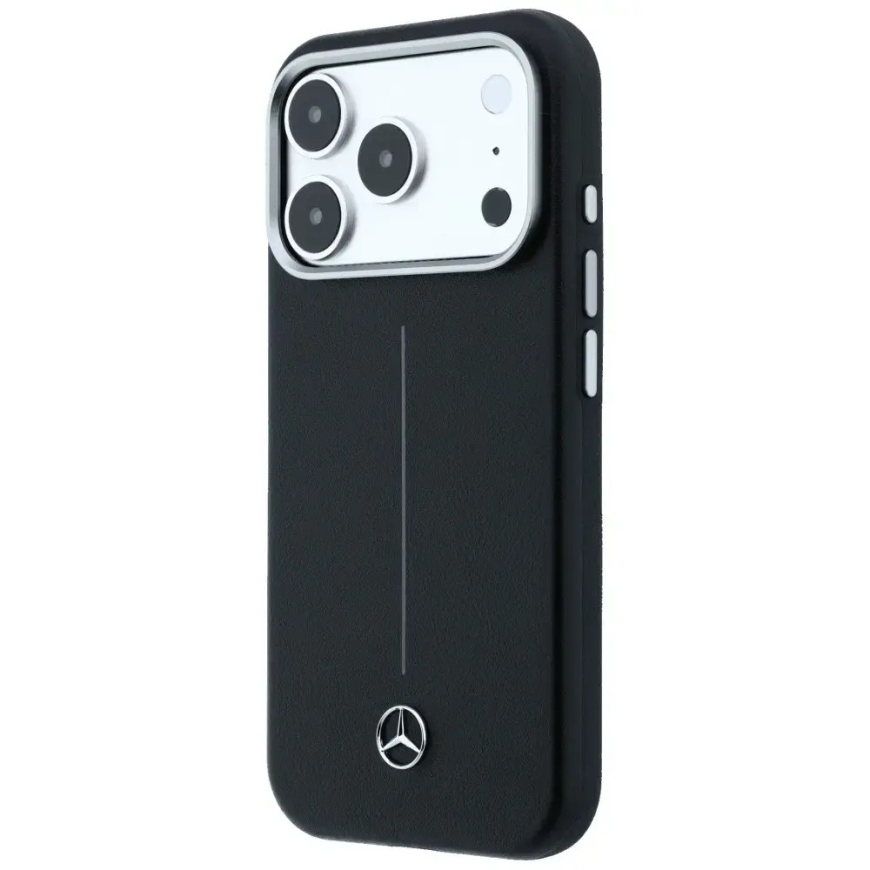 Mercedes Leather Semi Wrap Iconic Line telefono dėklas su MagSafe palaikymu iPhone 17 Pro Max juodas – 2