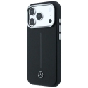 Mercedes Leather Semi Wrap Iconic Line telefono dėklas su MagSafe palaikymu iPhone 17 Pro Max juodas