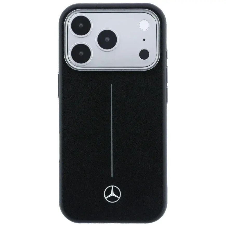 Mercedes Leather Semi Wrap Iconic Line maciņš ar MagSafe atbalstu telefonam iPhone 17 Pro Max melns – 3
