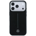 Mercedes Leather Semi Wrap Iconic Line telefono dėklas su MagSafe palaikymu iPhone 17 Pro Max juodas