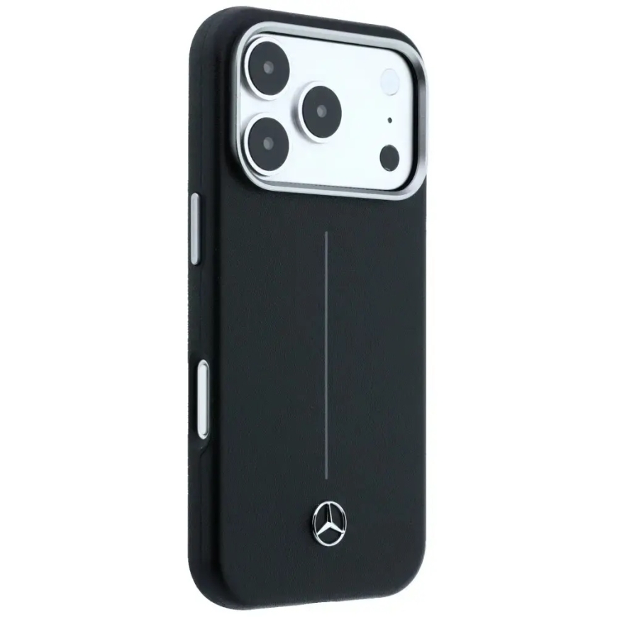 Mercedes Leather Semi Wrap Iconic Line telefoni ümbris MagSafe toega iPhone 17 Pro Max must – 4