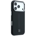 Mercedes Leather Semi Wrap Iconic Line telefono dėklas su MagSafe palaikymu iPhone 17 Pro Max juodas