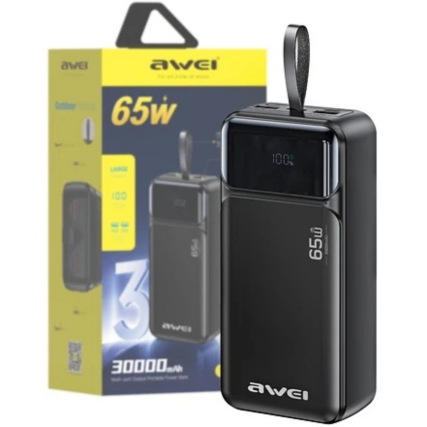 30000 mAh 65 W ārējā akumulators AWEI PA-108