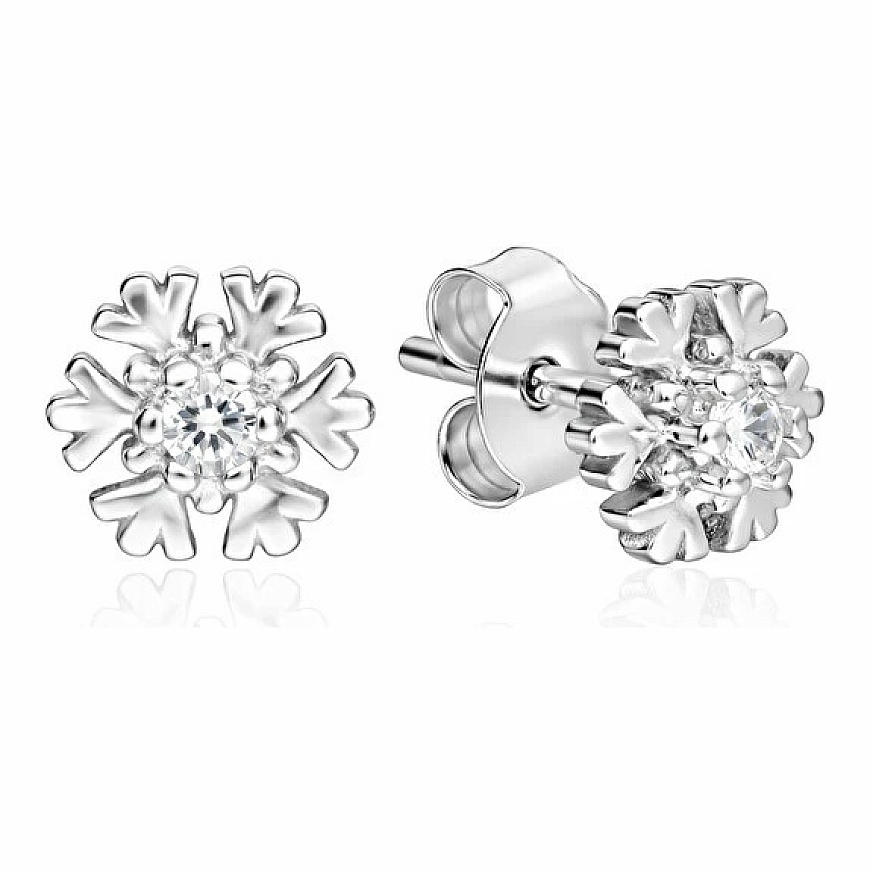 Moiss Hopeahelmi Lumihiutale zirkonilla E0001968