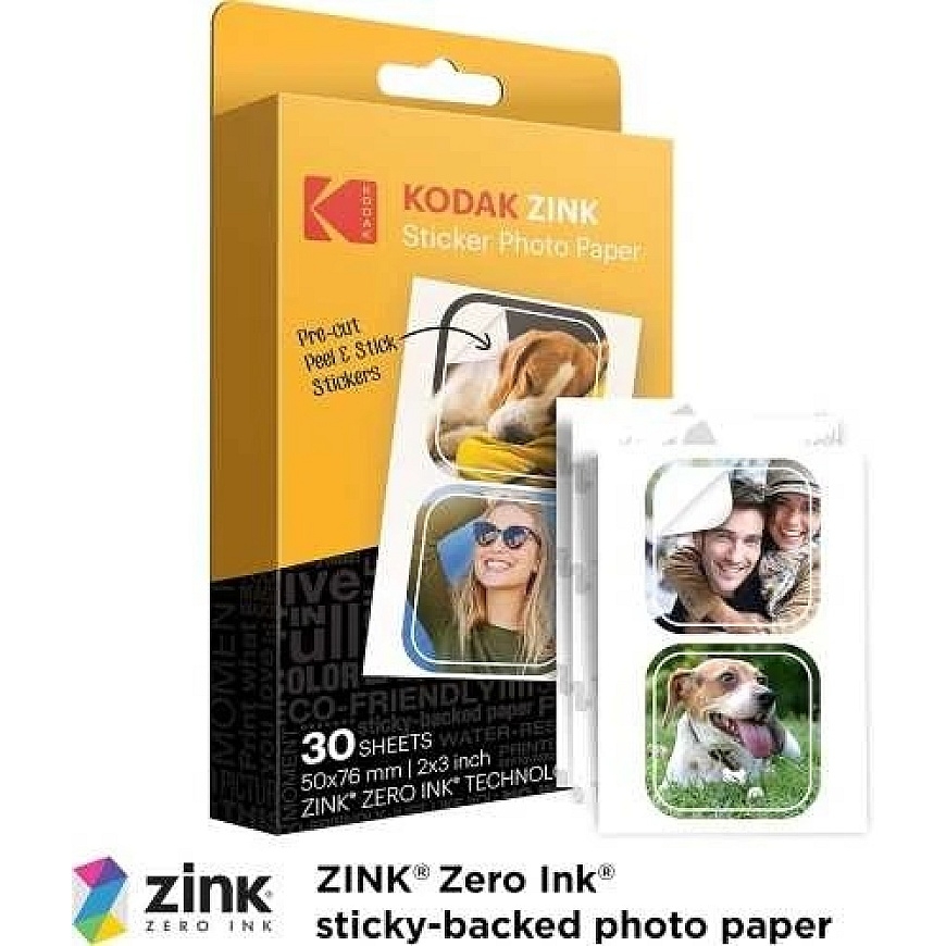 Kodak ZINK 2x3'' 50x76 мм 30 листов предварительно нарезанной наклейки фотобумаги – 2