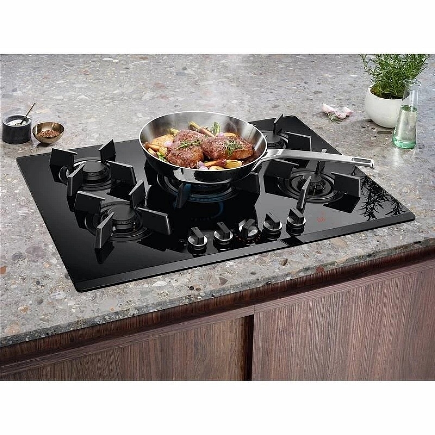 ELECTROLUX KGG753753K GĀZES PLAKNE, 75 cm divu virsmu plāksne 5 gāzes degļi ventilatora pieslēgums elektroniskais taimeris skaņa – 4
