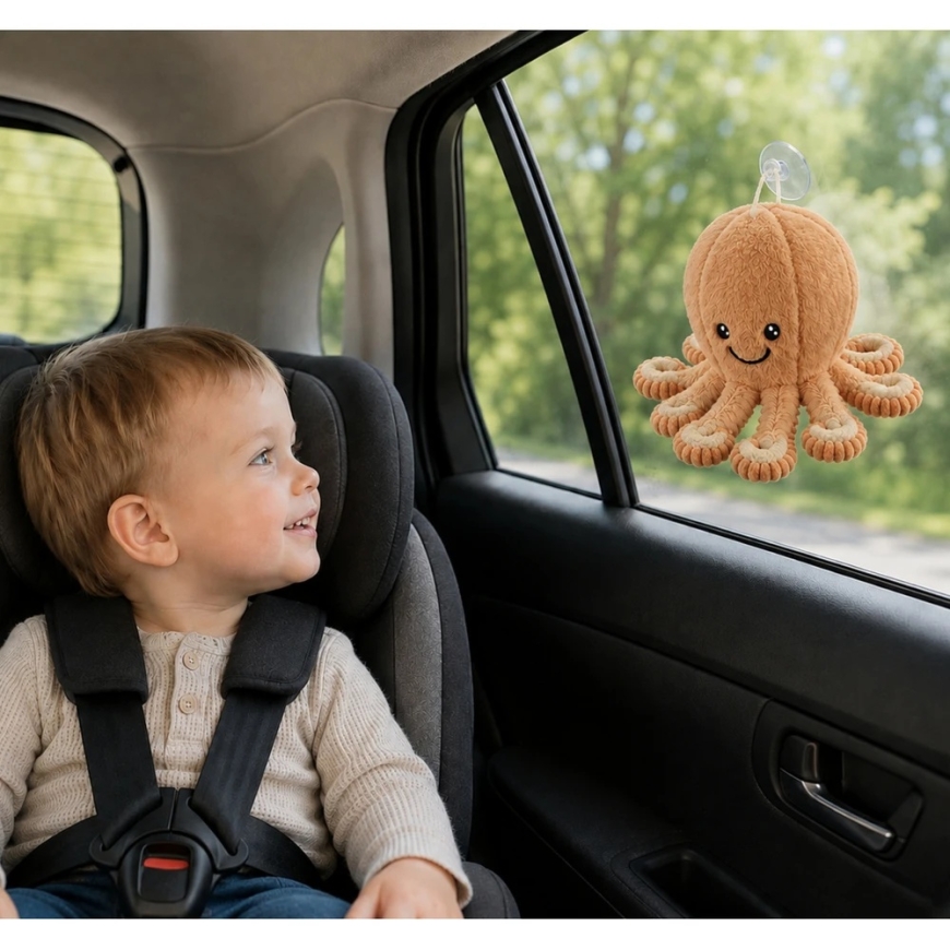 Lean Toys Plush Toy - sandy colored octopus, 16 x 10 x 10 cm – 2