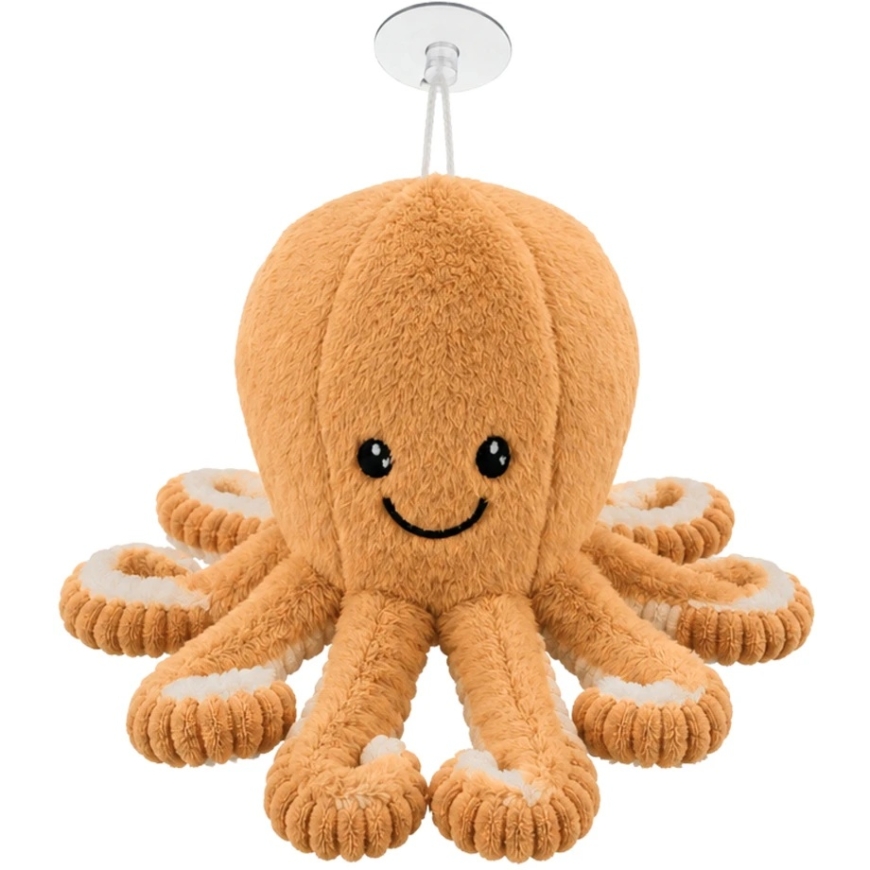 Lean Toys Plush Toy - sandy colored octopus, 16 x 10 x 10 cm – 5