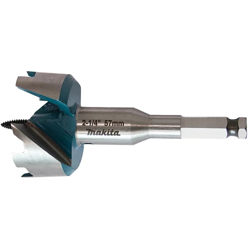 Makita Grąžtas medienai su 2 pjaunančiomis briaunomis, 57mm, su 7/16" šešiakampiu koteliu E-27610