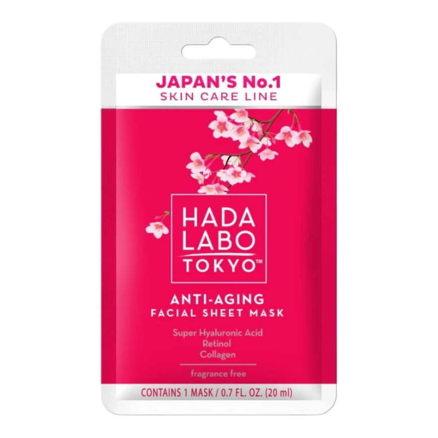 Hada Labo Tokyo Hada Labo hyaluronihappoa ja kollageenia sisältävä ikääntymistä estävä kasvomaski, päiväkäyttöön, 20 ml