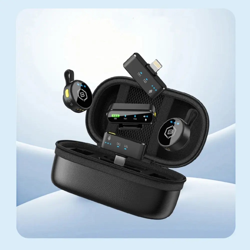 Blavec Lavalier Microphones x 2 MK-02 ClipGo Combo: Type C, Lightning, BT (LMMK02-B) black – 2