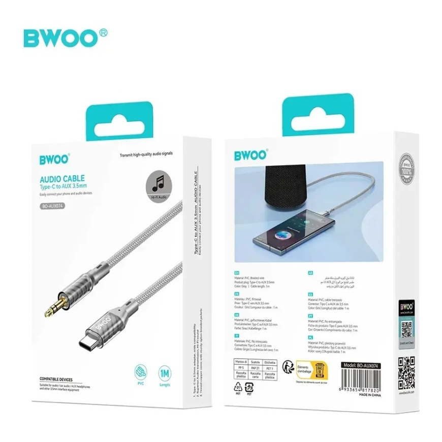 BWOO AUX-кабель Type C на 3,5 мм разъем аудио AUX074 – 5