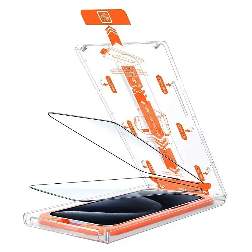 Mobile Origin Orange Screen Guard iPhone 15 Pro with easy applicator, 2 pack – 2