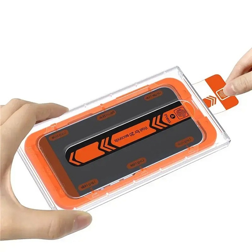 Mobile Origin Orange Screen Guard iPhone 15 Pro with easy applicator, 2 pack – 4