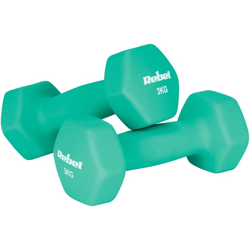 HEX cast iron neoprene dumbbell set 12 kg with stand (2x1kg+2x2kg+2x3kg), REBEL ACTIVE – 5