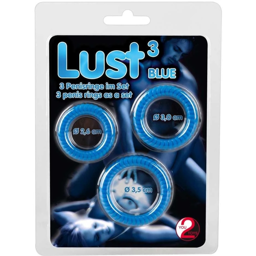 You2Toys Blue Lust 3 Cock Rings blue