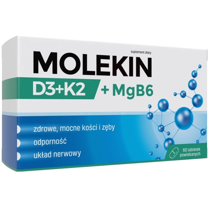 Molekin D3 + K2 + MgB6 maisto papildas, 60 tabletės, dengtos plėvele